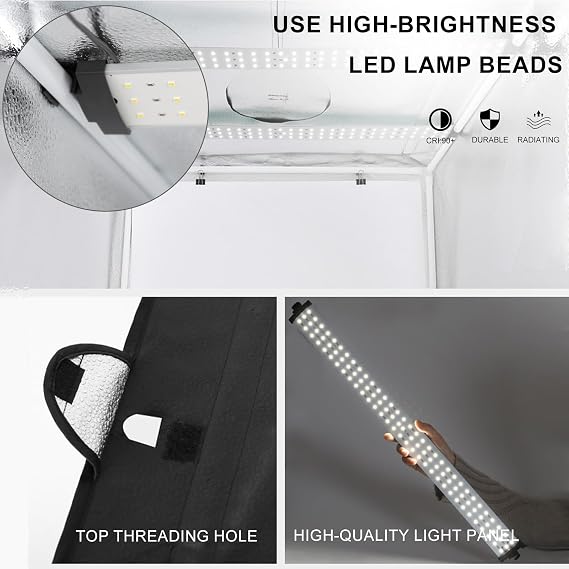 Photo Light Box for Product Photography, Dimmable LED, 24x24
