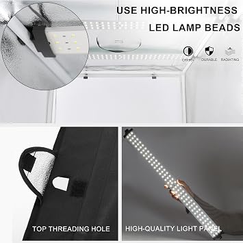 Photo Light Box for Product Photography, Dimmable LED, 24x24