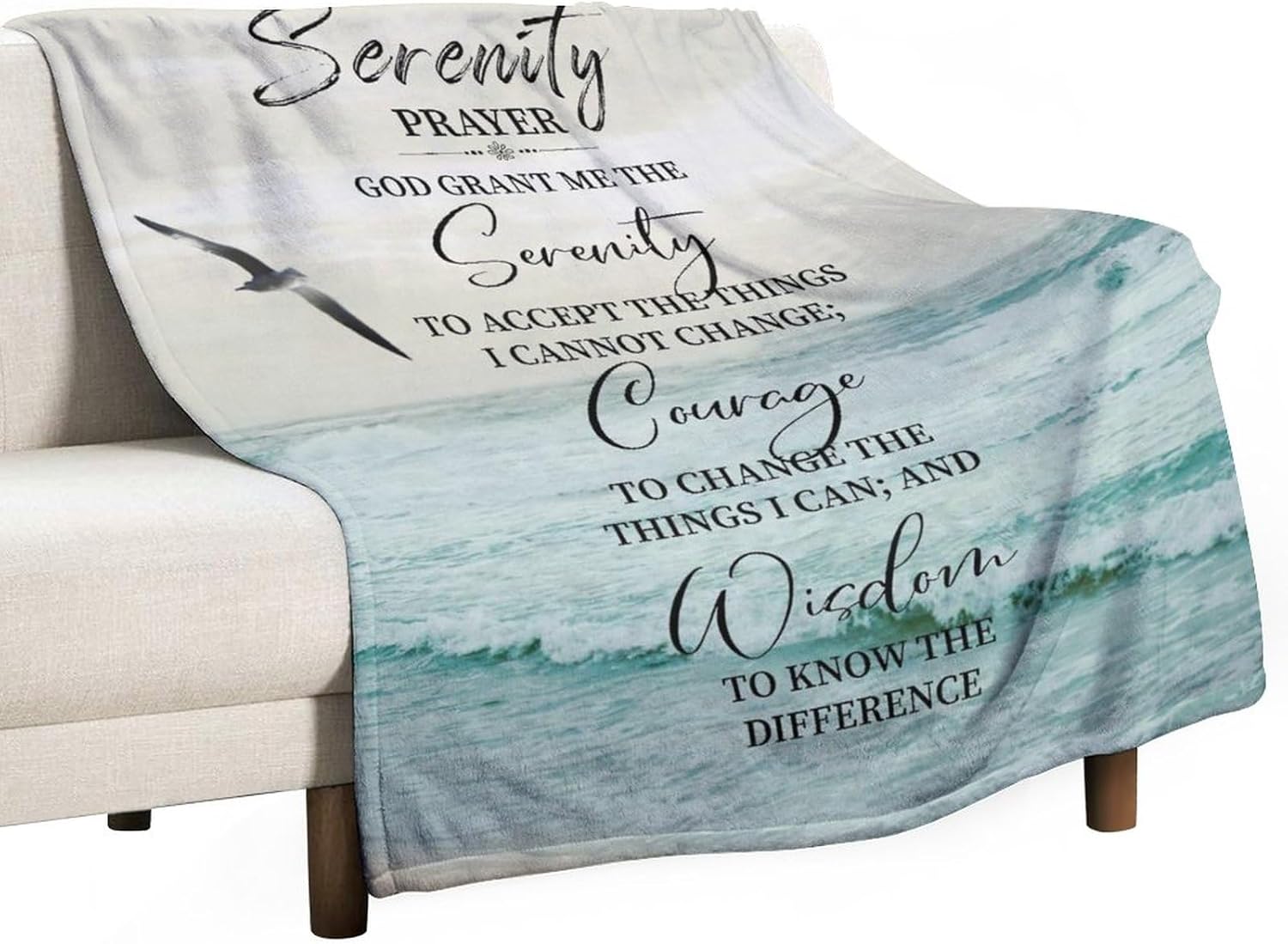 Serenity Prayer Christian Throw Blanket - Soft, Warm & Cozy Fleece for Couch, Sofa & Bed - 40"x50"