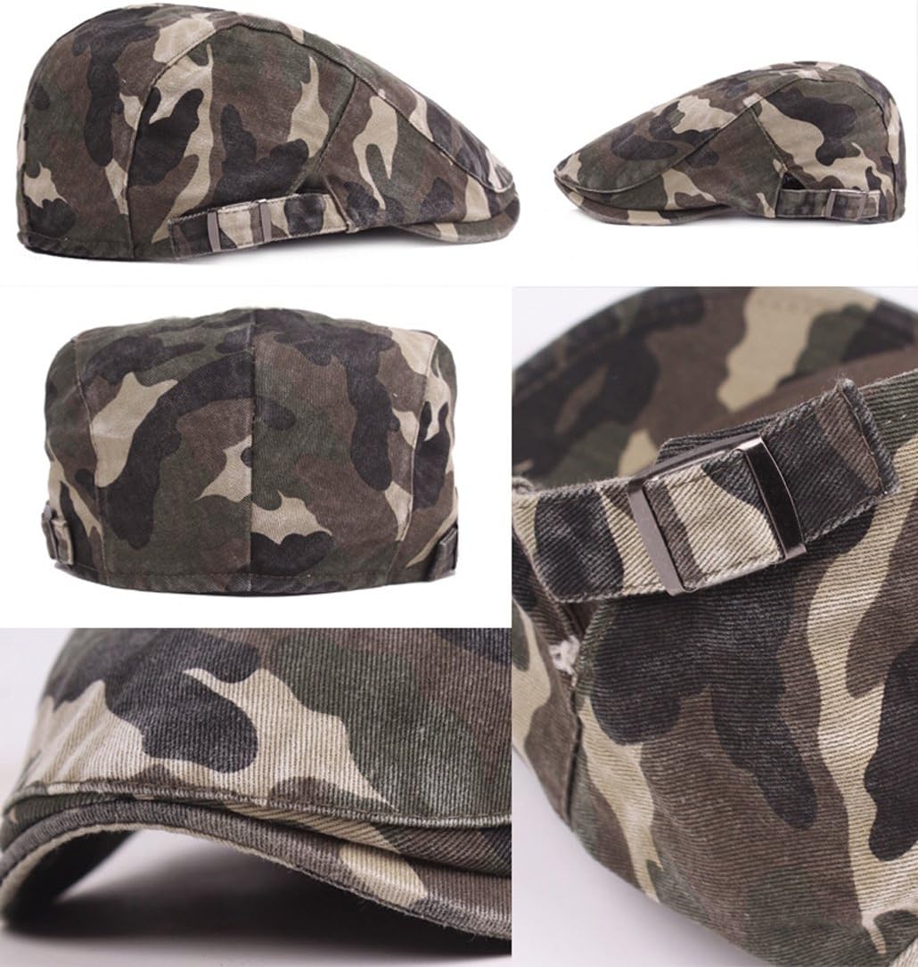 Unisex Flat Cap Camouflage Ivy Irish Cabbie Hat Newsboy Driving Cap