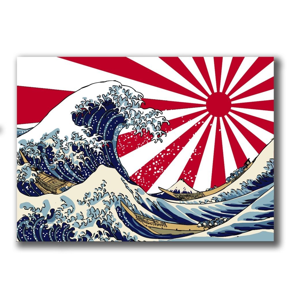 2 x 10cm/100mm Japanese Wave Sunrise Window Cling Sticker Car Van Campervan Glass #4077