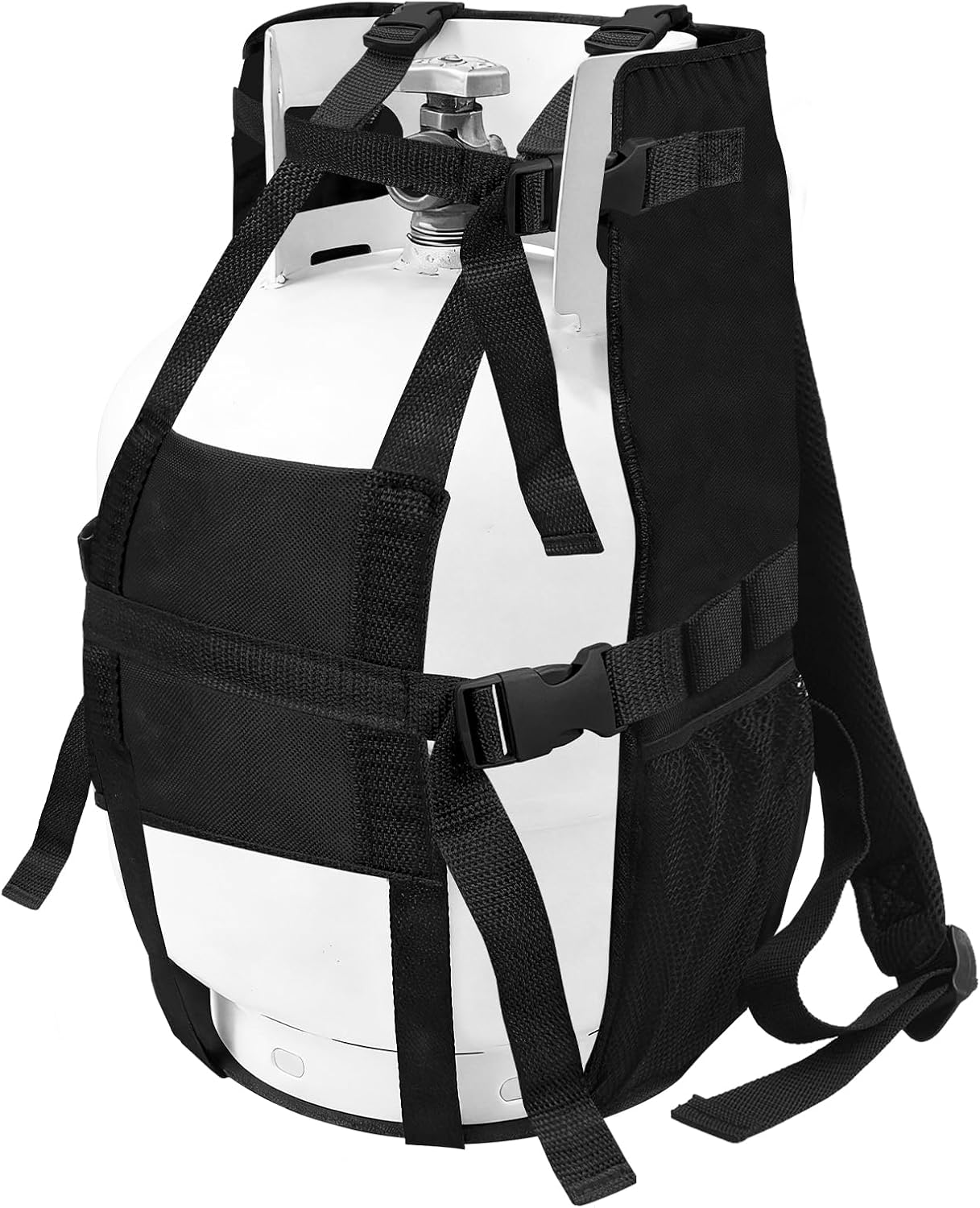 SIRUITON Propane Tank Backpack, Heavy Duty 600D Oxford Fabric Cylinders Tank Backpack Carrier for 10lb or 20lb Cylinder and Weed with Multi-Point Buckle and Safety Guard, Relieve Back Strain.