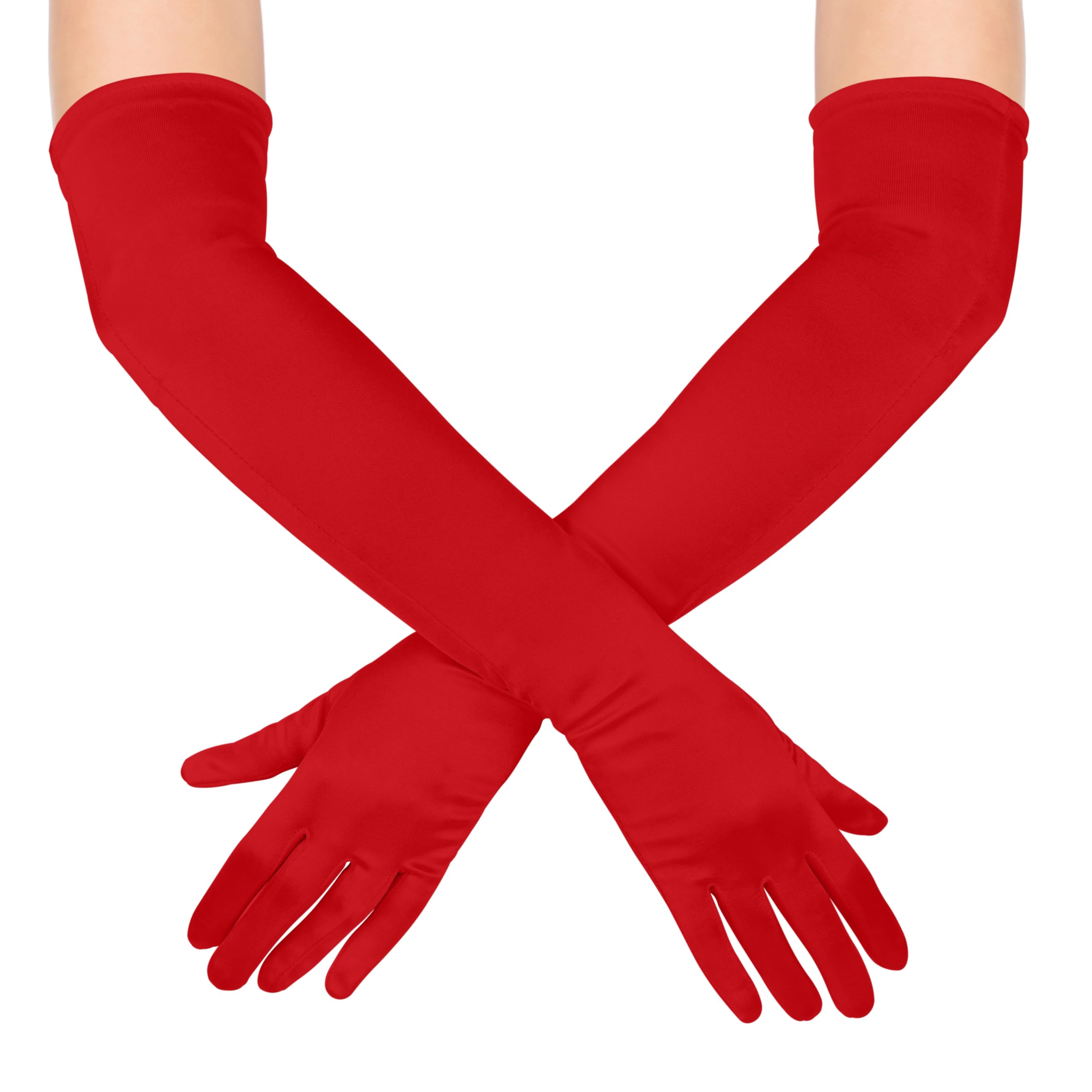 KarneLux Women's Long Gloves, 1 Pair of Evening Gloves for Carnival Fancy Dress or Halloween, Costume Accessory