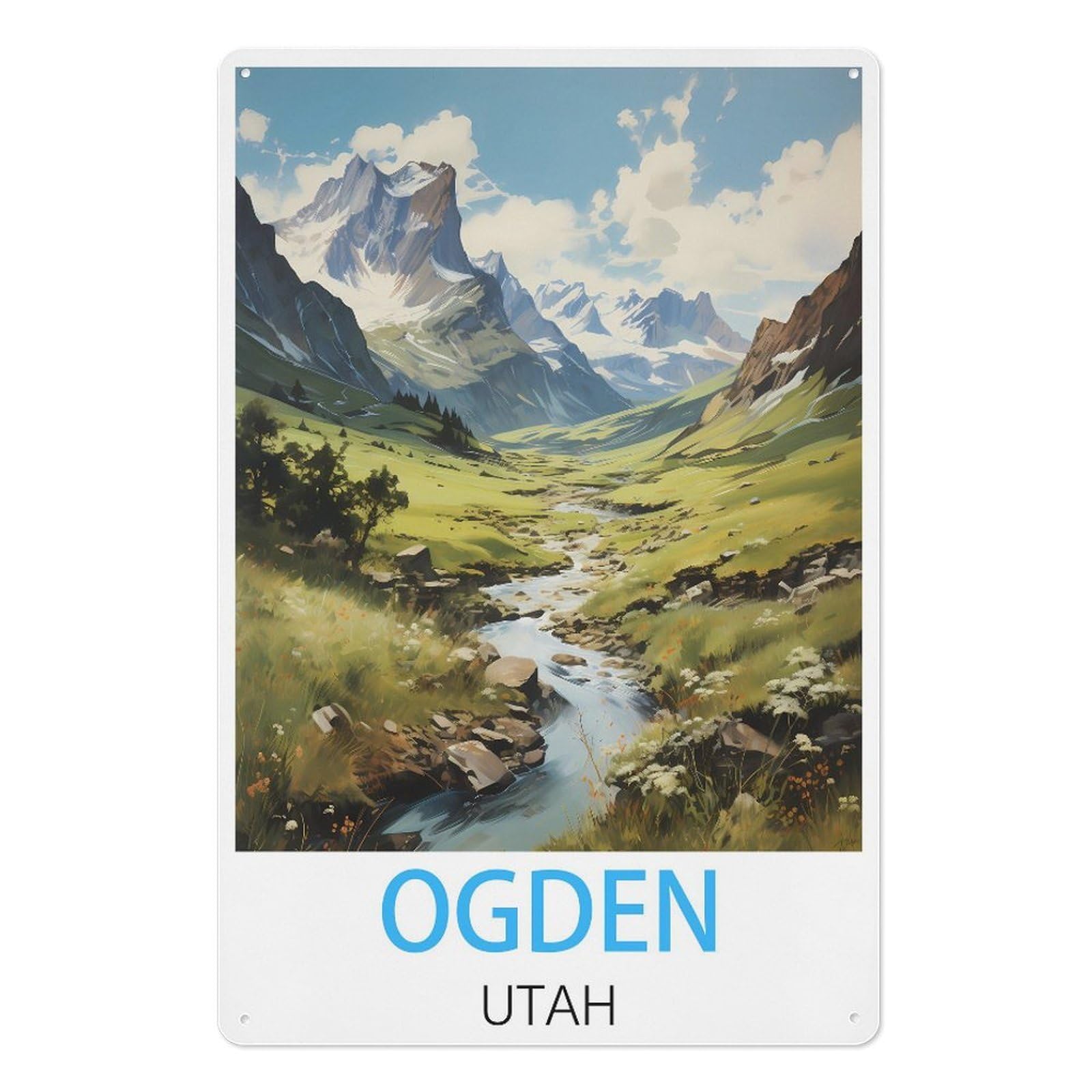 Ogden Utah Retro Design Tin Paintings Vintage Tin Sign 08x12inch(20x30cm) Wall Art for Home Office Bedroom Living Room Cafes Wall Decor