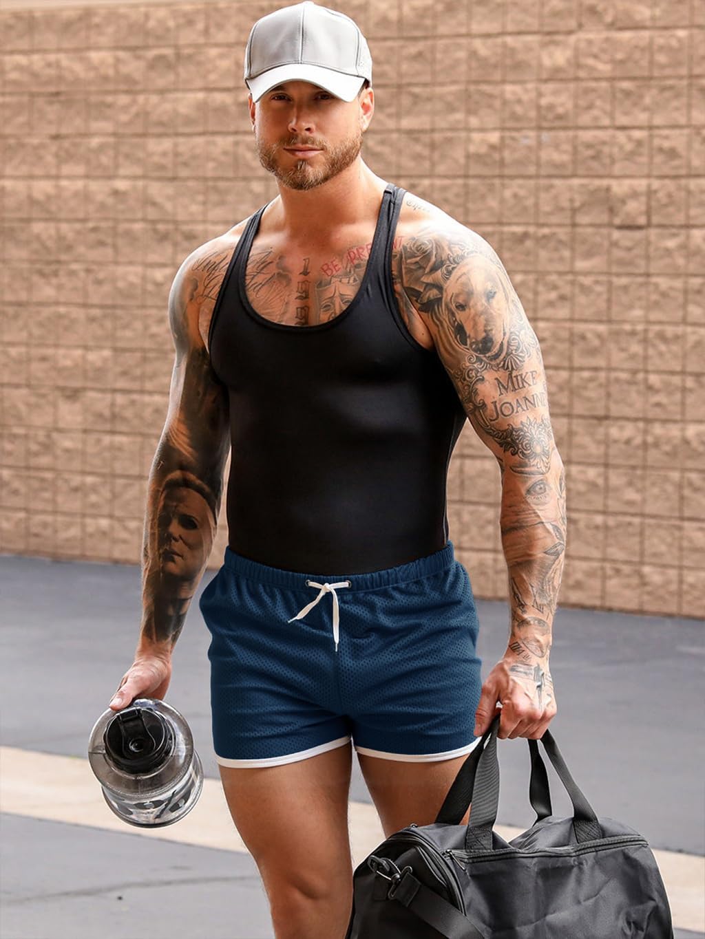 Ouber Men's Fitted Shorts Bodybuilding Workout Gym Running Tight Lifting Shorts with Pockets - Image 3