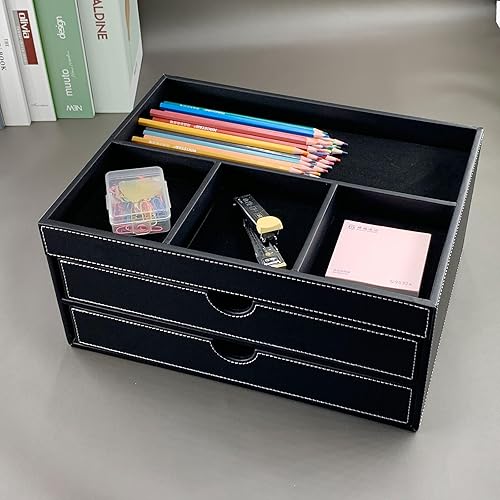 Miniatura 5 de SYRWDXTX Armario de almacenamiento multifuncional para el hogar, archivador de oficina hecho de cuero, cajones y cuatro organizadores separados,