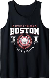 Boston MA Whale Watch Souvenir Classic Nautical Coordinates Tank Top