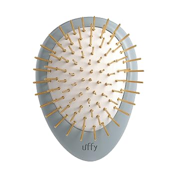 Uffy Acubrusher 24K Gold-Plated Gua Sha Hair Brush - Ergonomic Scalp Massager for Dandruff & Hair Growth, Suitable for All Hair Types - Ideal Gift Choice in Sky Blue
