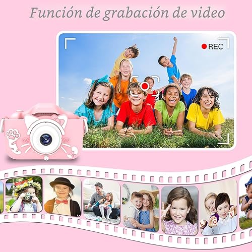Vista 6 de Goopow Juguetes de Cámara para Niños de 3-8 Años para Niñas y Niños, Videocámara Digital para Niños con Cubierta Suave de Dibujos Animados, Mejor