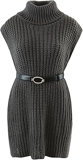 Sponsored Ad - Muke Oneplus Turtleneck Sleeveless Sweater Vest Dress for Women Cable Knit Pullover Tank Top Sweaters Grey