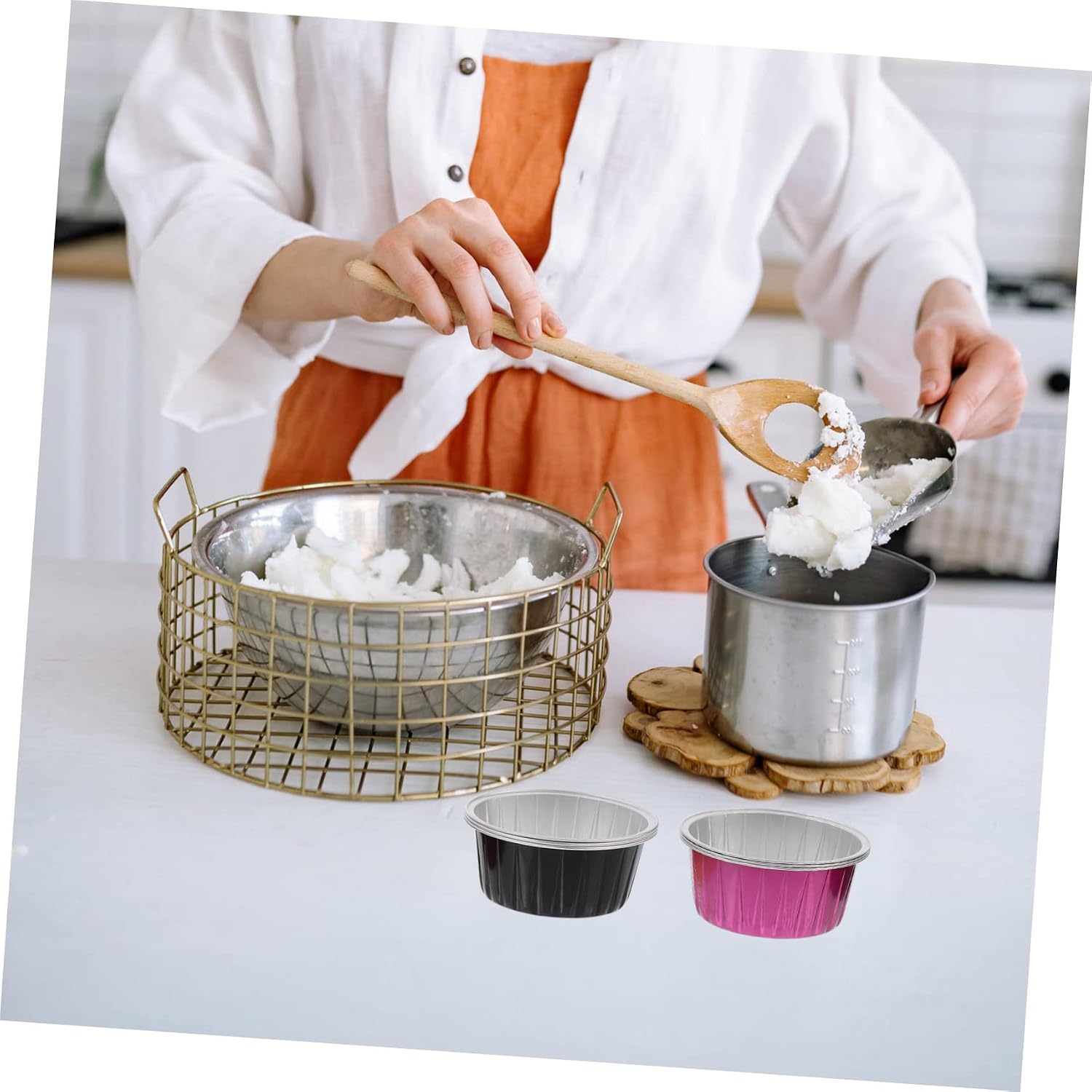 6pcs Hair Removal Wax Melting Bowls Aluminum Foil Bowls Wax Warmer for Waxing Supplies