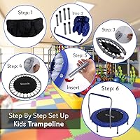 Vista 7 de SereneLife Trampolín portátil y plegable - Mini rebote en casa de 36 pulgadas, ejercicio corporal de fitness, versión actualizada - SLSPT365, azul