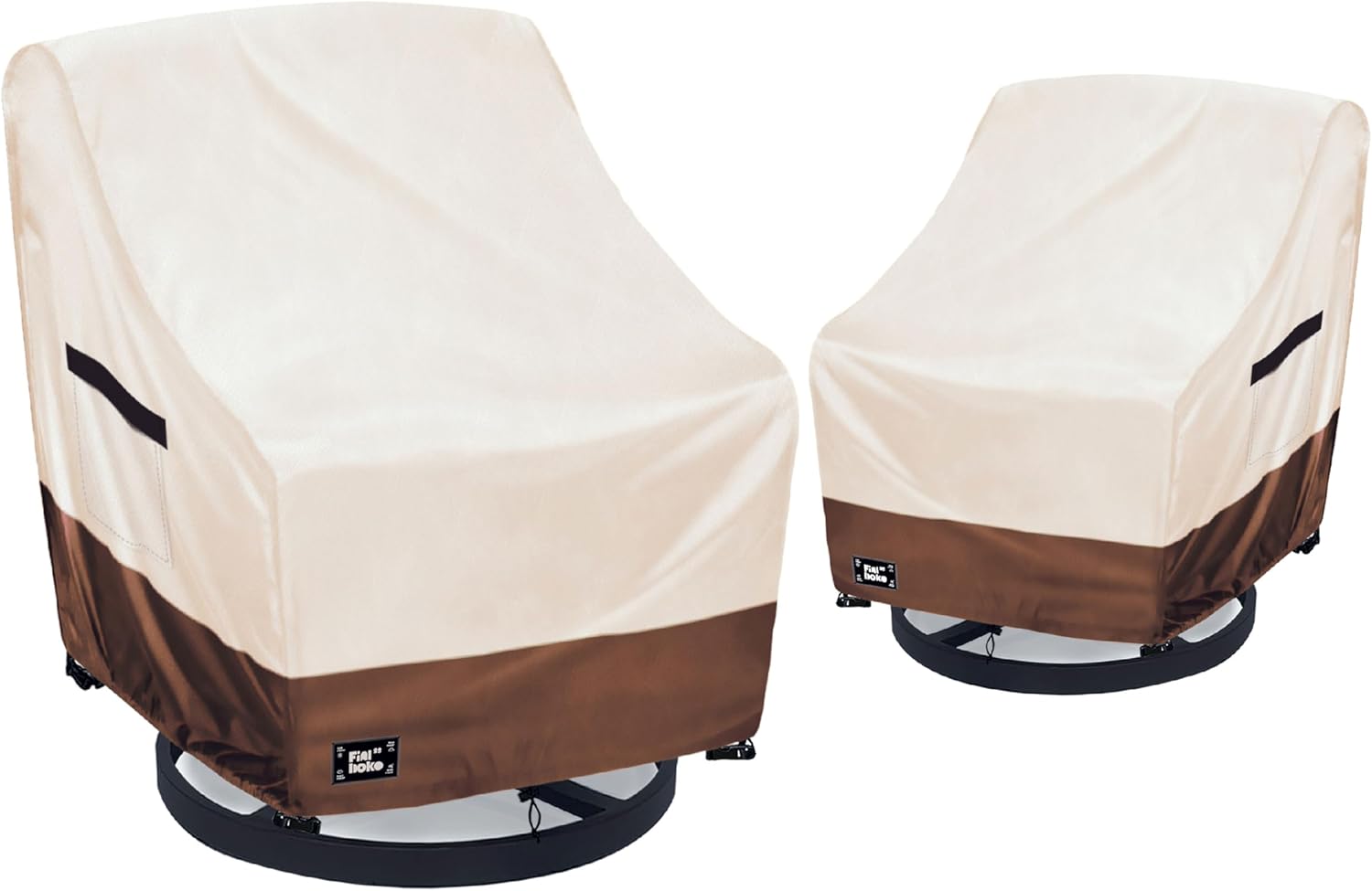 Outdoor Swivel Chair Covers 2 Pack, 33" W x 35" D x 38" H Patio Chair Cover, 100% Waterproof Heavy Duty Patio Furniture Covers,Beige&Brown