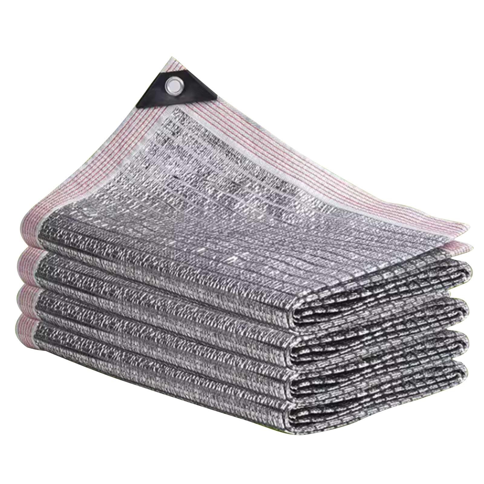 WQPMNYG Heavy-Duty Aluminet Shade Cloth for Cars 99% Sunblock Tarp Cover - Privacy Mesh for Patio RV Pool Terrace & Balcony (4x7m) - UV Protection Sunshade Netting