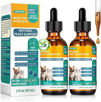Natural Yeast Relief for Dogs&Cats, Support Healthy Itch Relief, Ear Paw Discomfort Care, Itch Relief for Dog&Cats, Allergy Supports, Inflammation Relief for Dogs2 Pack 60 ml + 60 ml