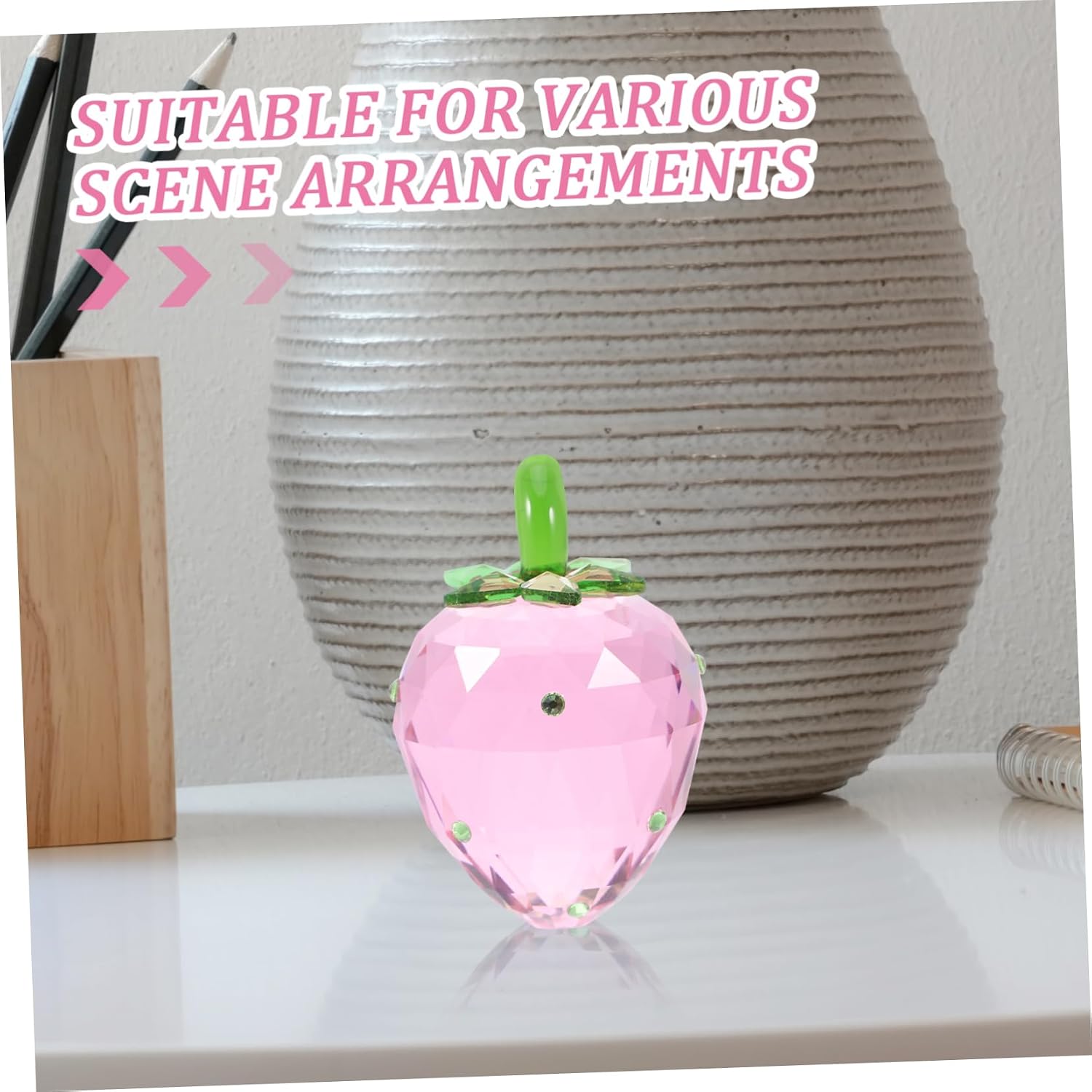 Crystal Strawberry Figurine Glass Home Decor Accent for Kitchen image 3
