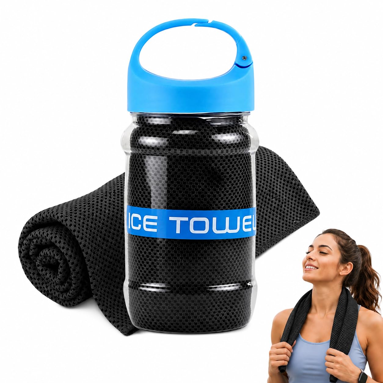 Cooling Towel,39x11.81inch Ice Cool Neck Towel,Neck Wrap Ice Towels,Breathable Quick Drying Ices Cool Microfibre Towels with Storage Bottle For Gym Workout Running Yoga Golf Camping Hot Weather