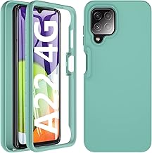 BESINPO Samsung Galaxy A22 Case, Samsung A22 Case, 360 Degree All-Round Protection Robust Cover with Screen Protector Silicone Scratch-Resistant Case Bumper Outdoor Protective Mobile Phone Case for