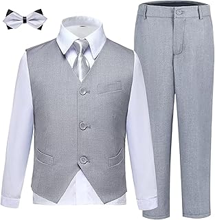 Boys Suits Slim Fit Toddler Tuxedo Suit Set for Teen Boys Communion Dress Clothes Kids Wedding Ring Bearer Outfit