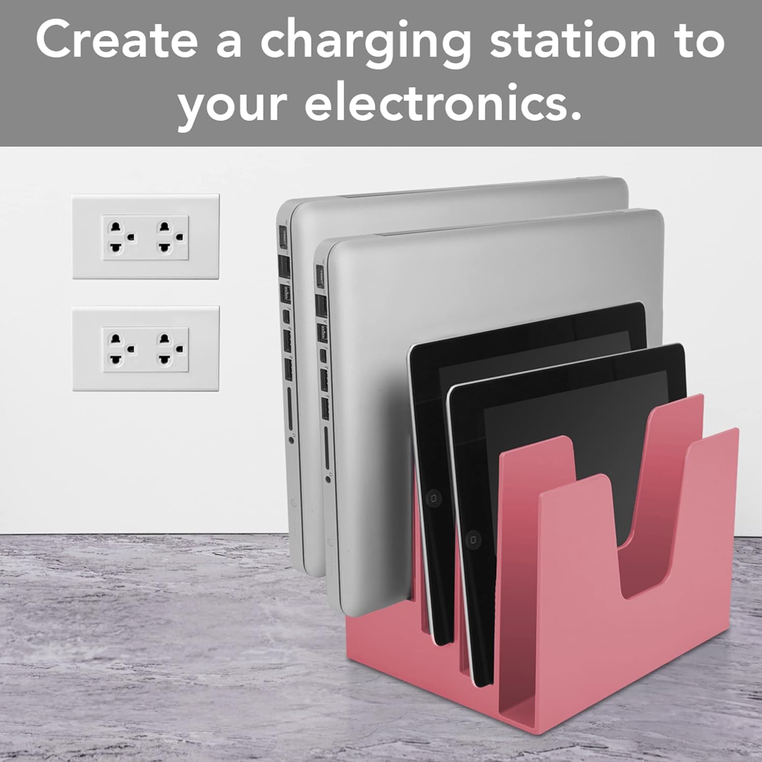 Acrimet 5 Section Incline File Sorter Organizer, Mail, Folder, Letter Desk Organizer, Rack for Office Organization Desktop (Plastic) (Solid Pink Color)