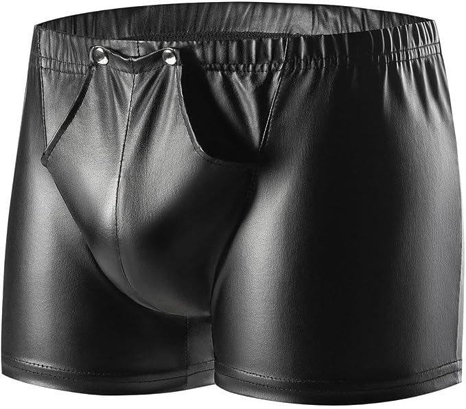 Generisch Shorts with High Gloss Finish Front Zip Soft Briefs with Trendy Design for Men - Ideal for Casual Leisure Activities Special Occasions
