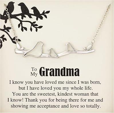 Grandma Necklace, Gifts for Grandma from Granddaughter, Three Bird Pendant