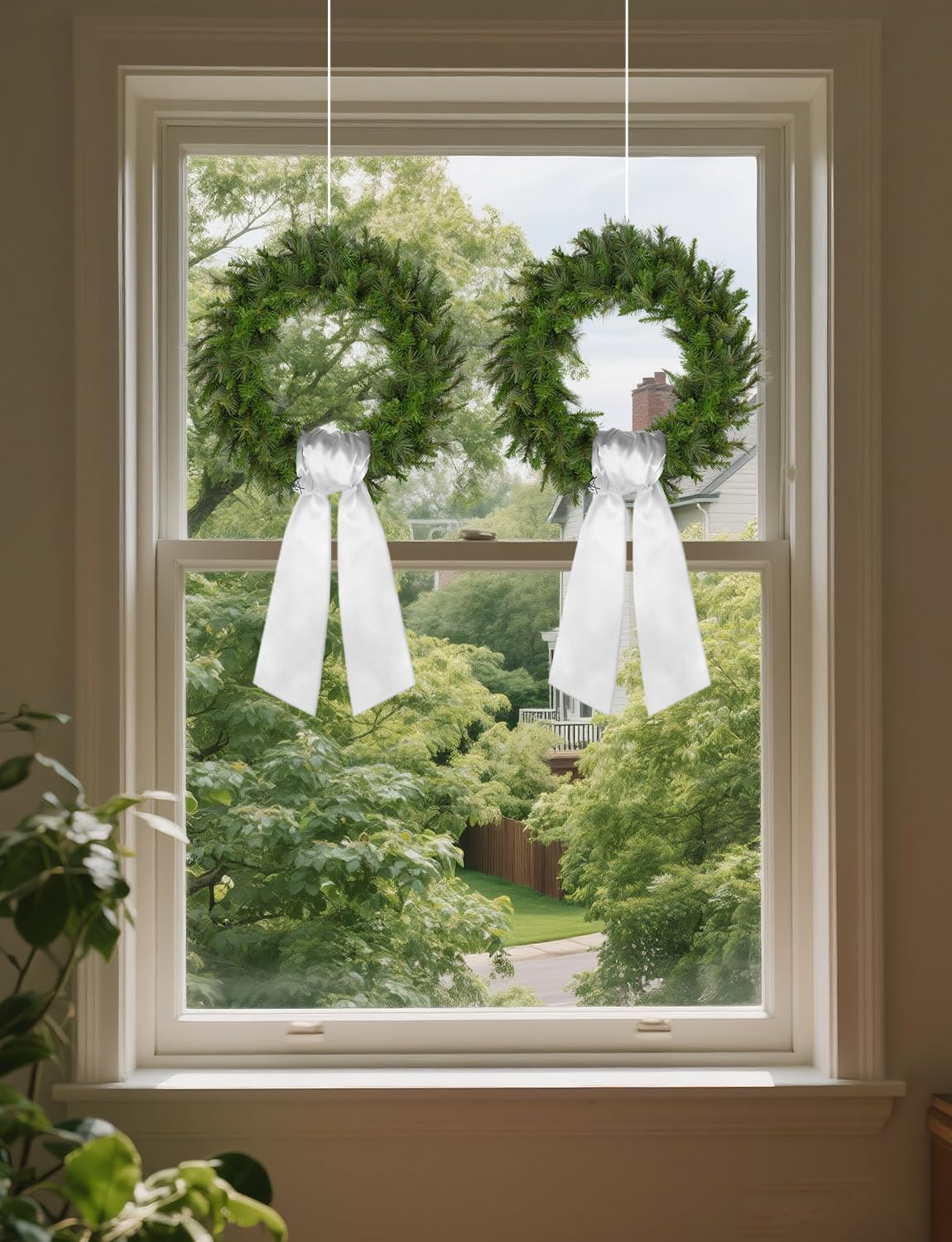 HFKPJRT 5 Pack Blank Wreath Sash for Front Door, White Satin Sashes for Wreaths, Wreath Scraf for Embroidery, Party Farmhouse Indoor Outdoor Yard Doorway Wedding Porch Decor 4.5" x 56"