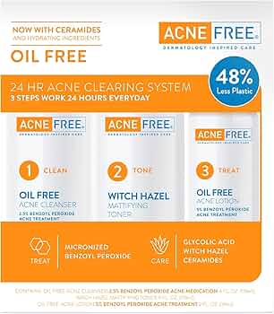 Amazon.com: Acne Free 3 Step 24 Hour Acne Treatment Kit - Clearing