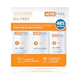 Acne Free 3 Step 24 Hour Acne Treatment Kit - Clearing System W Oil Free Acne Cleanser, Witch Hazel Toner, & Oil Free Acne Lotion - Acne Solution W/ Benzoyl Peroxide for Teens and Adults - Original