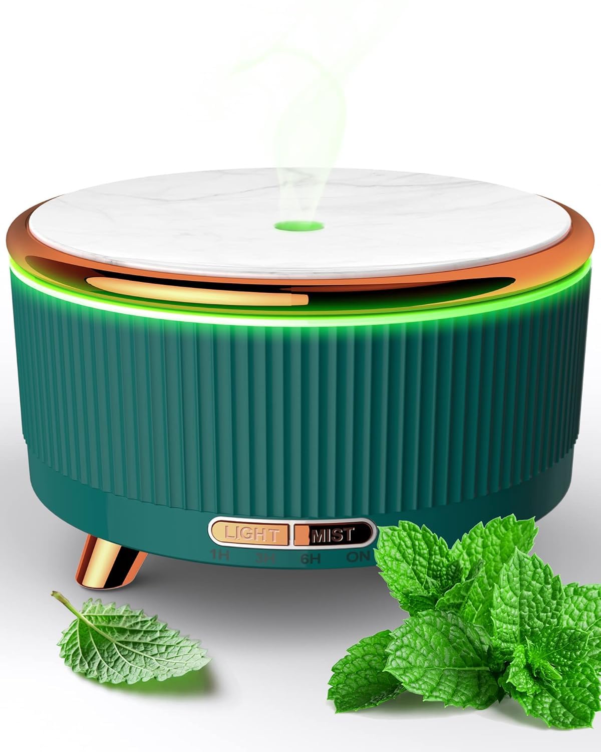 History Lifestyle Rose and Petal Premium 500ML Diffuser for Home Fragrance | Essential Oil Diffuser | Night Lamp for Bedroom | Home Decore with Ambient Lights Aromatherapy Device (Emerald Green)