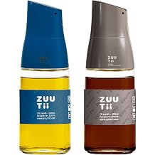 Zuutii Olive Oil Dispenser Drip Free Spout Oil Dispenser Bottle for Kitchen Glass Oil and Vinegar Dispenser Set Olive Oil Bottle Cooking Oil Dispenser Soy Sauce Dispenser Oil Container Gray+Blue