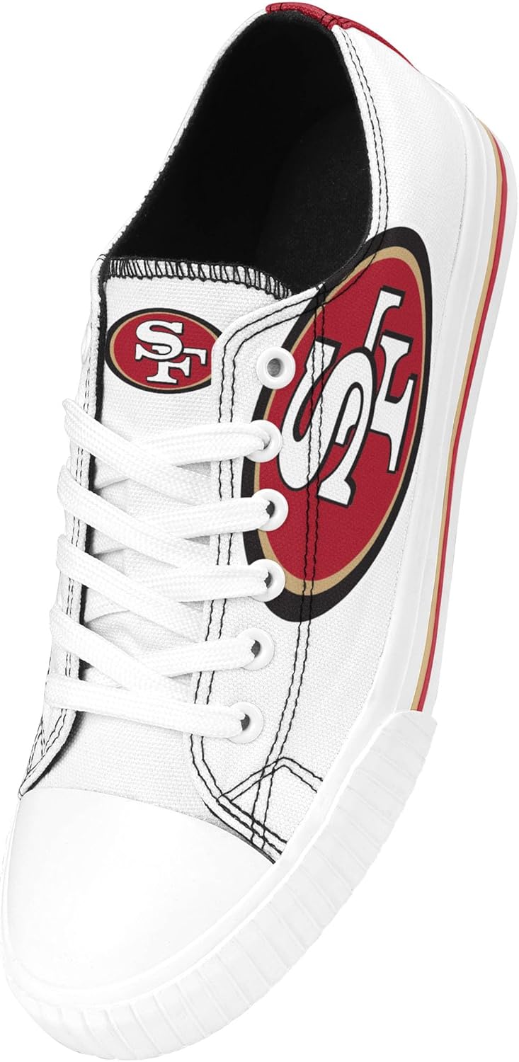 FOCO NFL Womens NFL Ladies Fashion Team Big Logo Low Top White Canvas Sneakers Shoes - Image 4