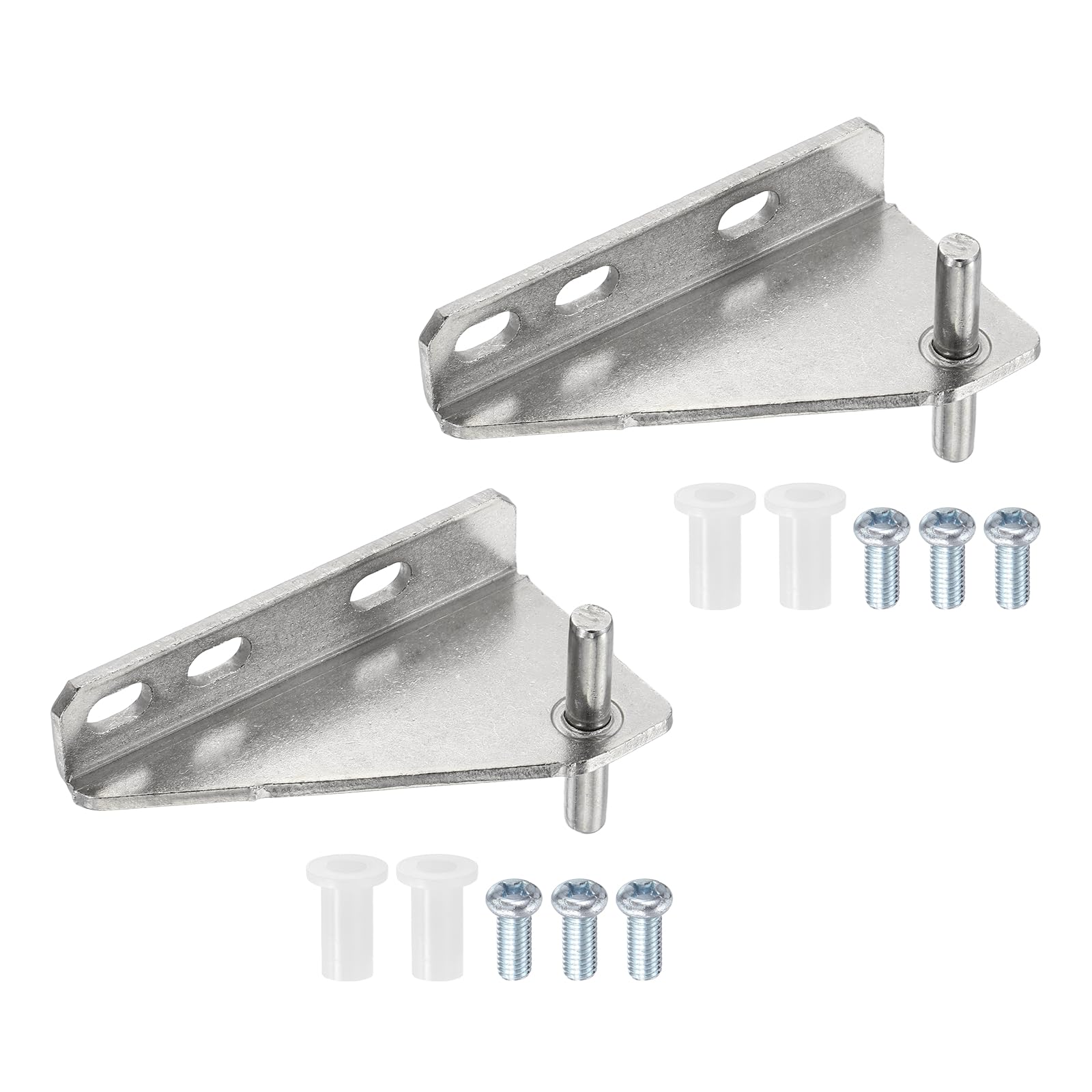 sourcing map 2Pcs Stainless Steel Freezer Door Hinges Replacement, Center Column Hinge, Left Shaft Distance 1.46" for Refrigerator with Screws and Bushing