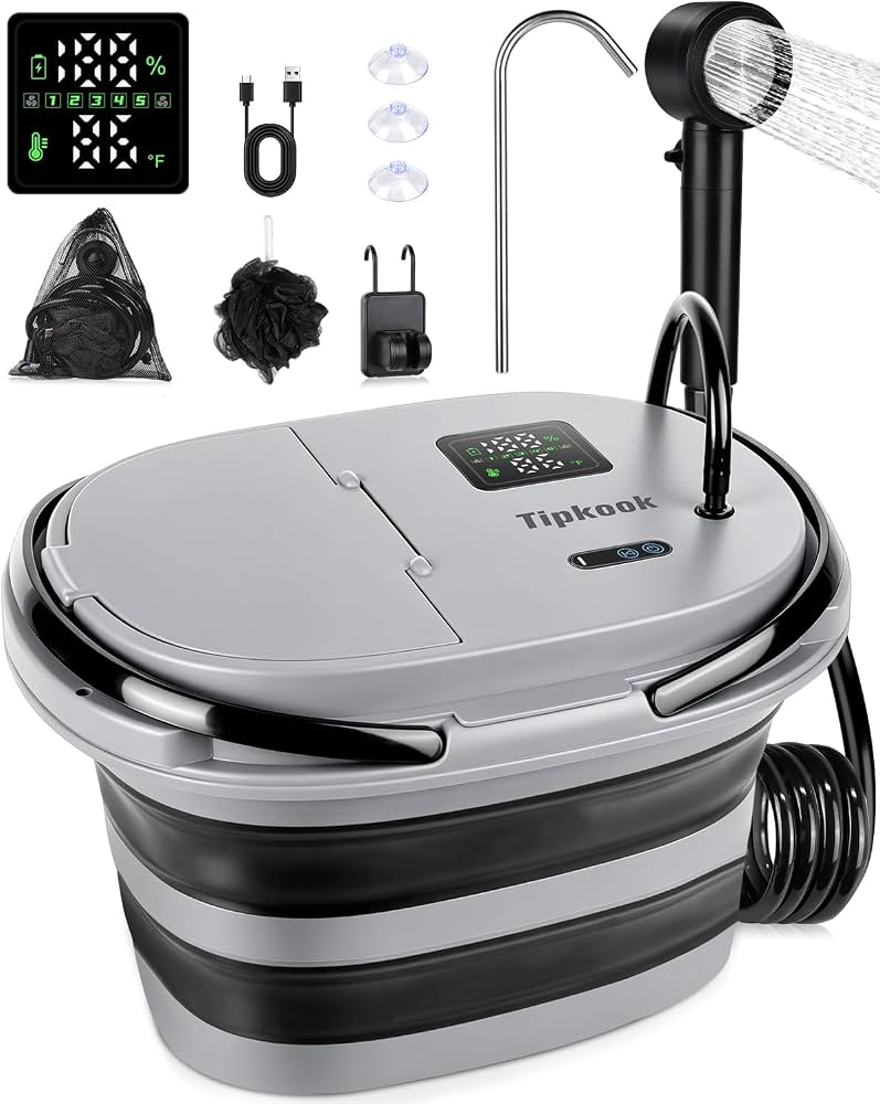 Amazon | 17Lウォーターバケット付きポータブルシャワー:13000mAh充電