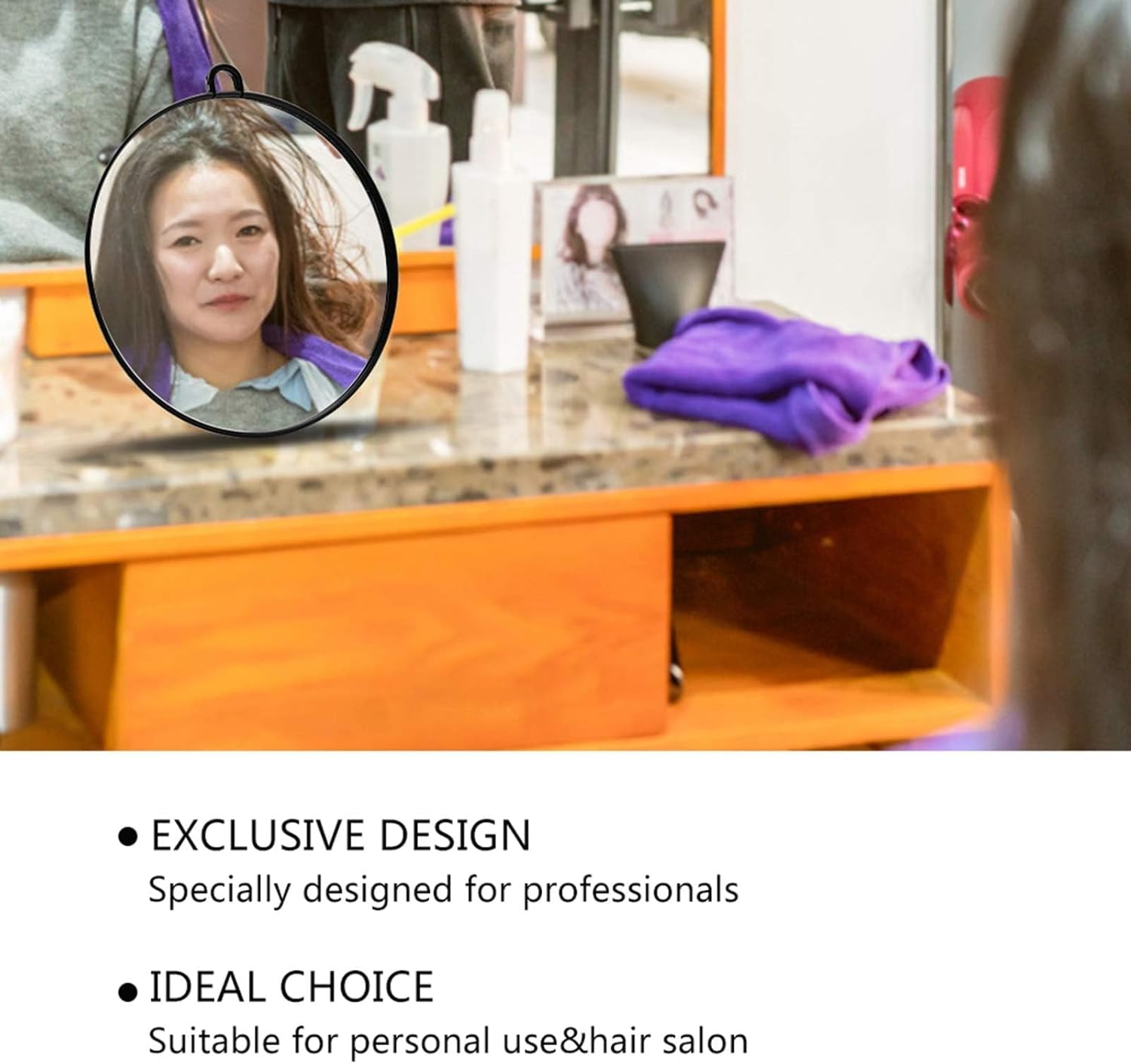 Extra Large Handheld Mirror, Hand Mirror Salon Barber Hairdressing Handheld Mirror Round Mirror with Handle for Barbers Lightweight Circular Hairdressing