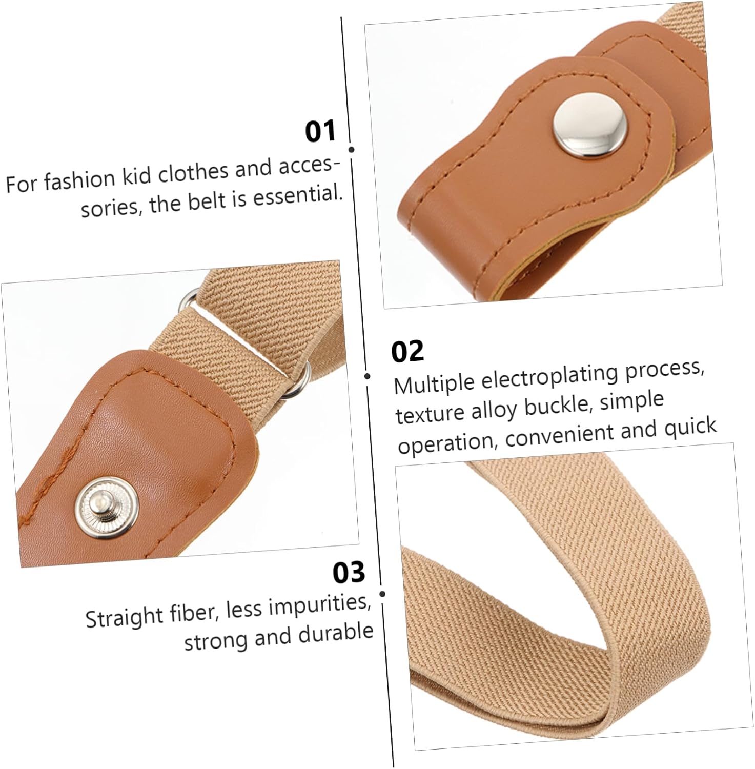 NOLITOY Belt Waist School Elastic Band Practical Pants Strap Khaki