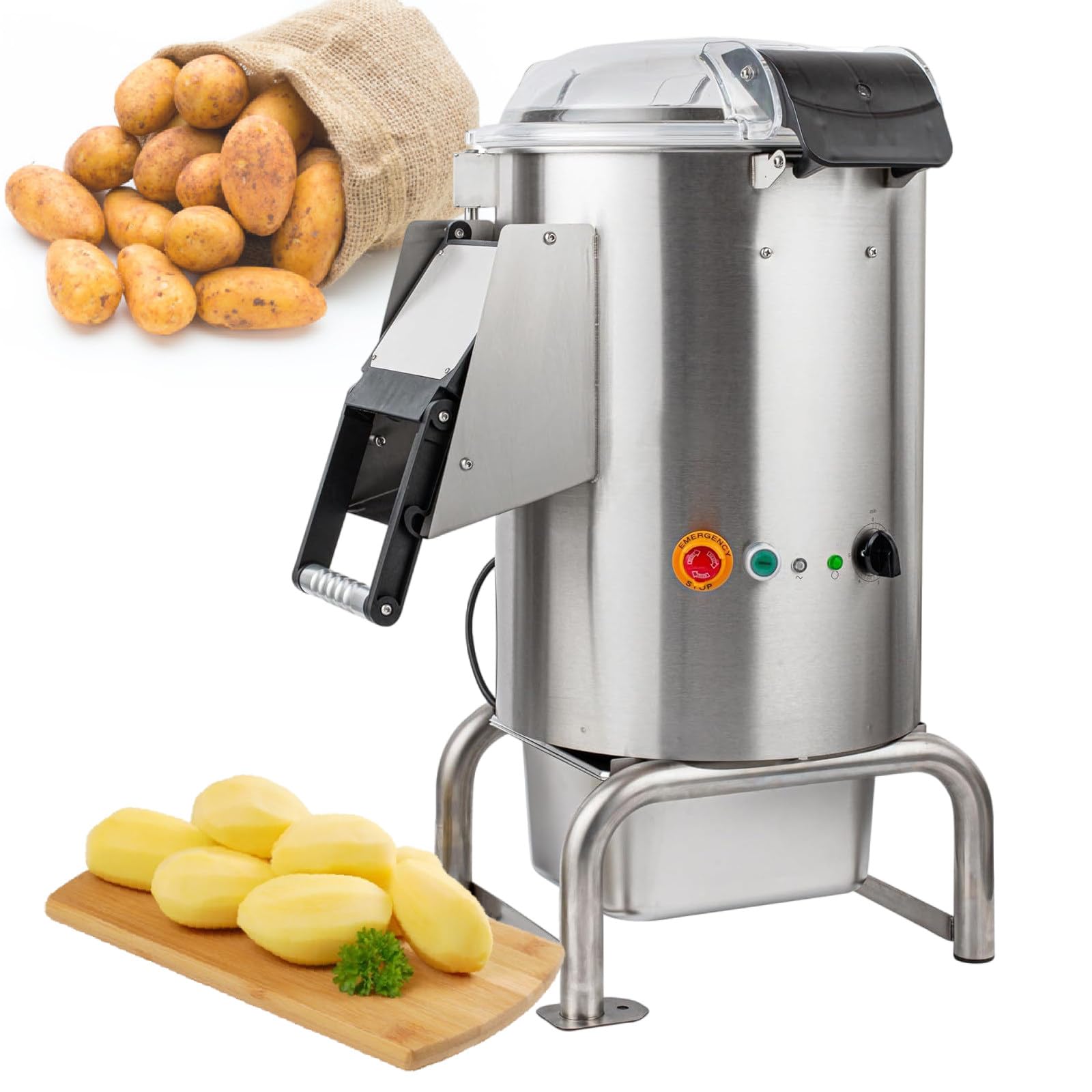 OLSKFUH 22 Lb Commercial Potato Peeler, Automatic Potato Peeler - 750W, Stainless Steel Potato Washer And Peeler, Heavy Duty, Automatic, 110V,110v