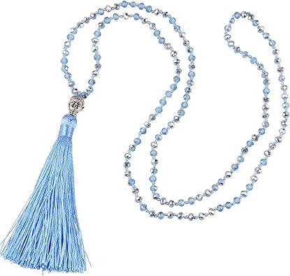 C·QUAN CHI Mehrfarbige Perlenkette Zierliche handgemachte Lange Quaste
