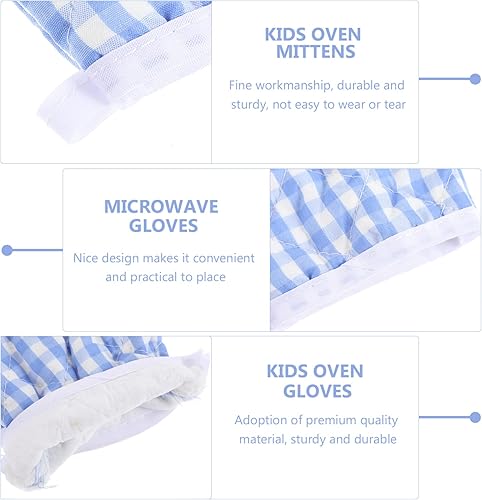 Miniatura 4 de Guantes de cocina para niños, 2 unidades, guantes antiquemaduras, guantes para horno de microondas, guantes de cocina para niños pequeños, seguros