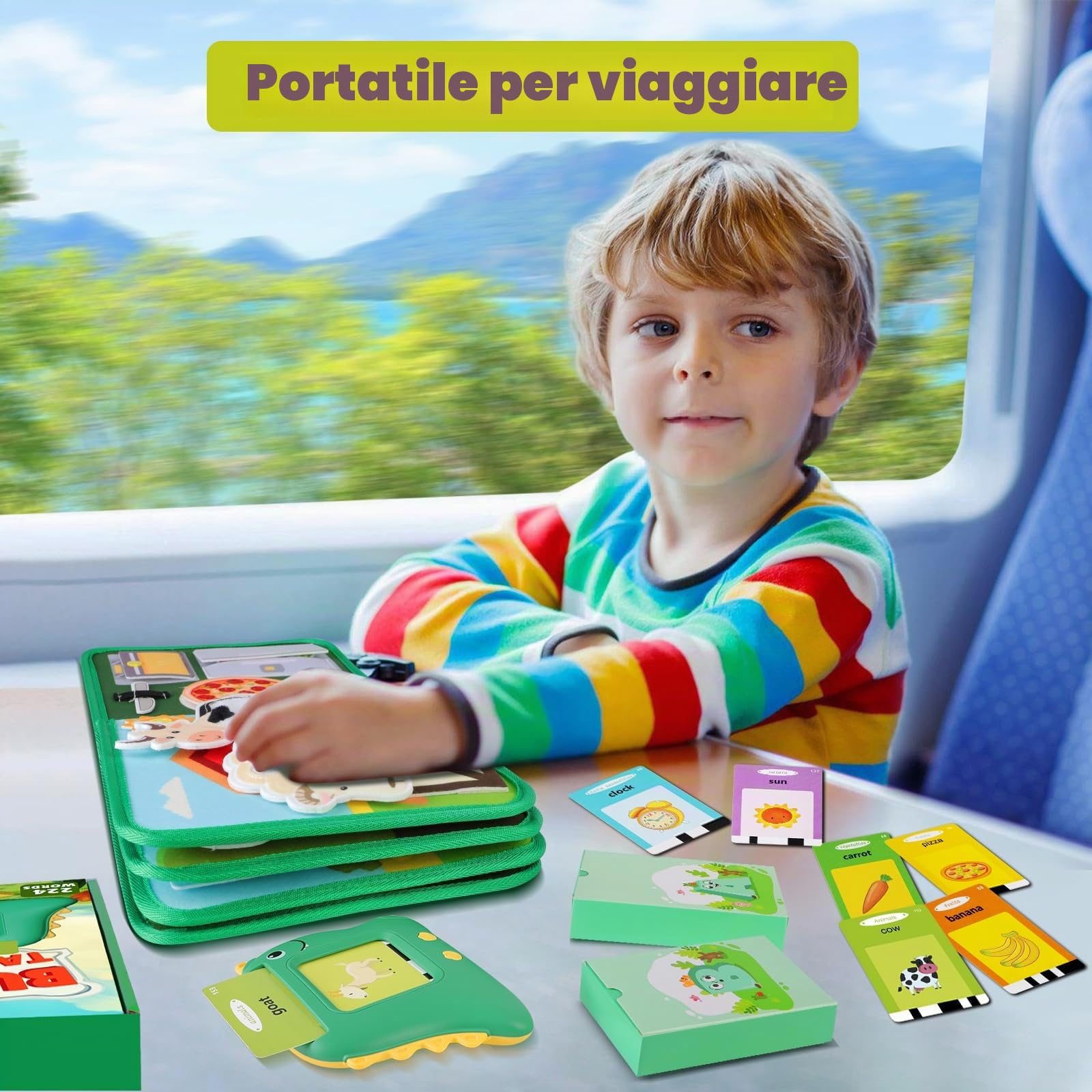 Busy Book with Talking Flash Cards per Bambini Piccoli Farm Busy Board Giocattolo Montessori per Bambini di 1 2 3 Anni Attività di Apprendimento Prescolare Giocattoli da Viaggio（Versione inglese）