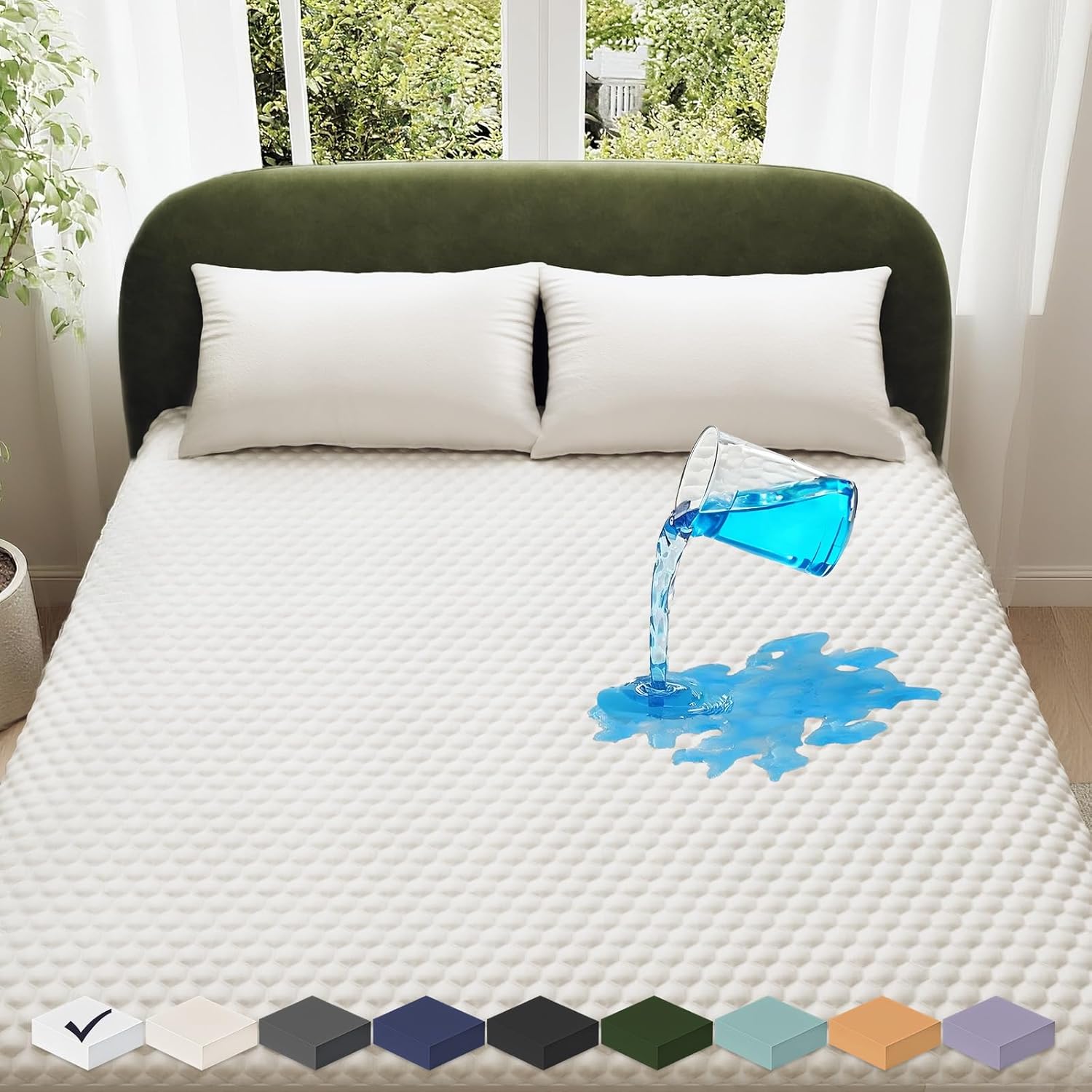 OhGeni 100% Waterproof Mattress Protector, King Size Mattress Pad, Fits 6"-20" Mattresses with Deep Pocket, Cooling, Breathable Fitted Sheets, Soft Bed Cover, Noiseless, Machine Washable