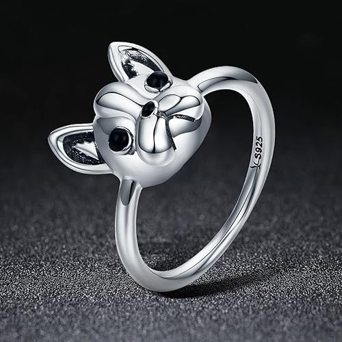 Miniatura 6 de Presentski Anillo de plata de ley Bulldog para cumpleaños para mujer y día de la madre