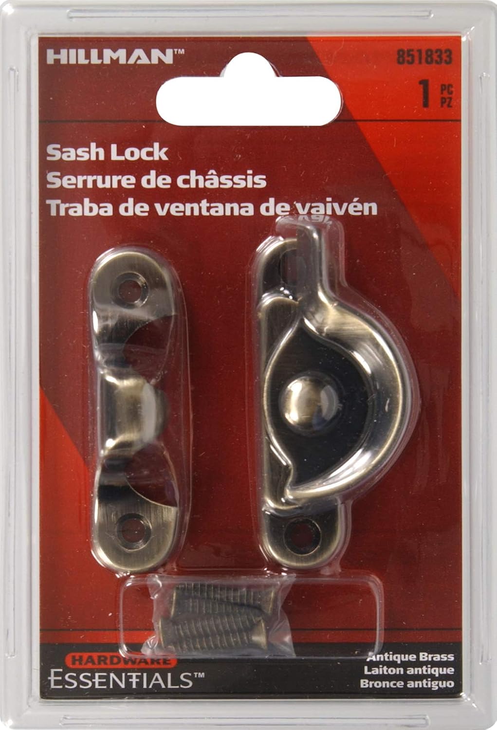 Hardware Essentials Sash Lock, 1 Pack, Antique Brass image 2