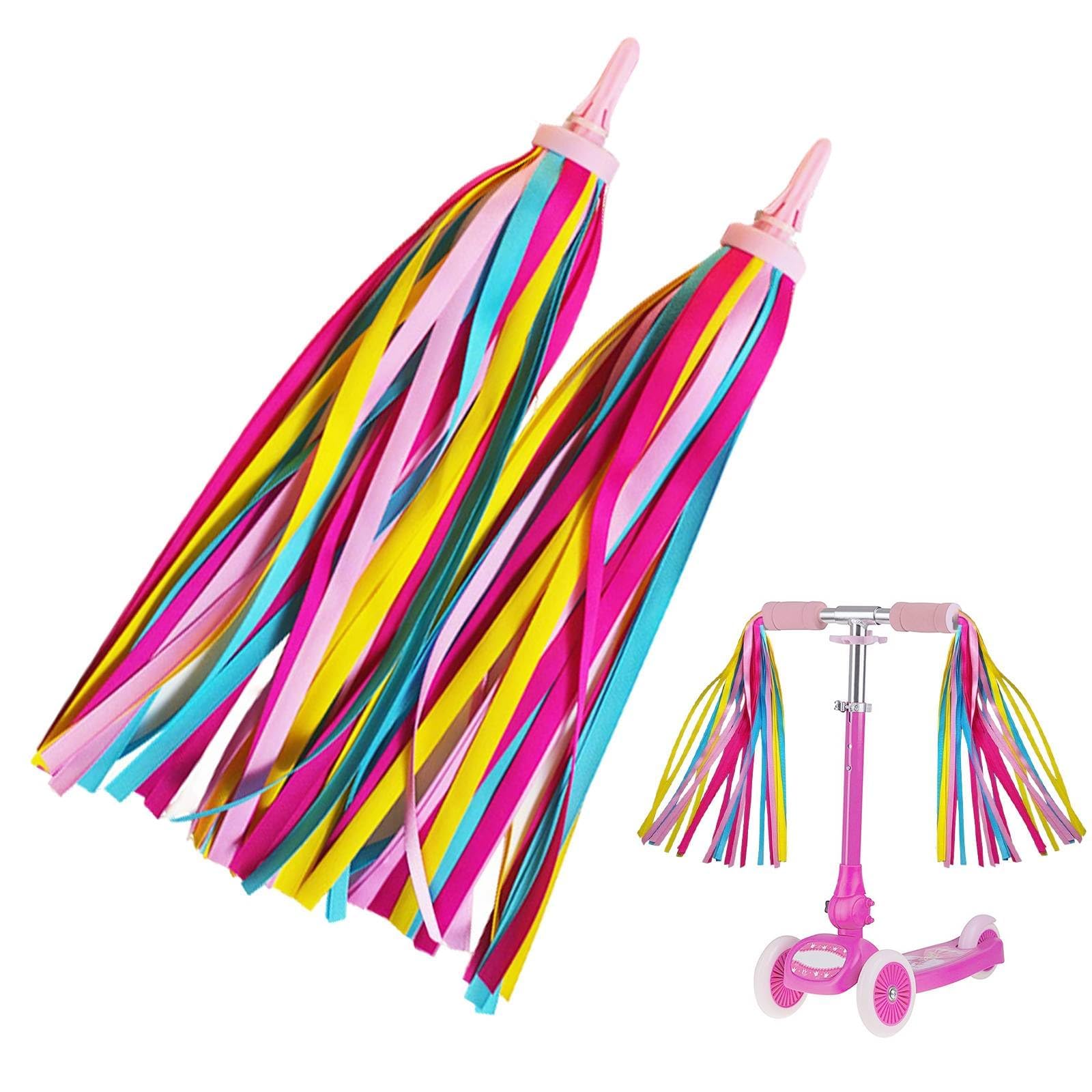 Stelle Filanti Bici Bambino,1 Paia di Nappe per Bicicletta per Bambini, Frange per Manubrio Bici,Decorazioni per Bicicletta,Frange per Manubrio,Accessori Scooter per Bici Bambini Monopattino (Rosa)