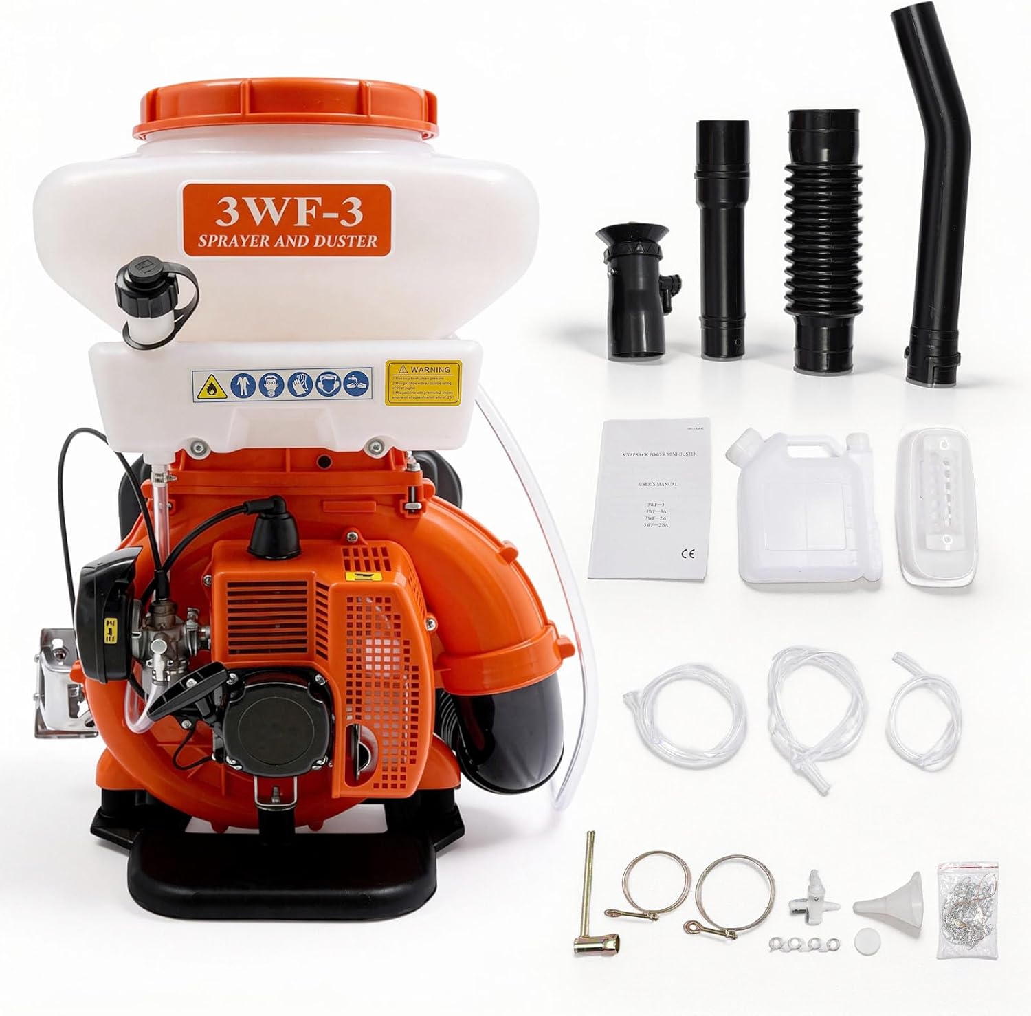 2-Stroke Backpack Fogger, 41.5CC 2.13KW 3WF-3 Gas Powered Backpack Foggers Manual Start Gasoline Backpack Sprayer Gas Fogger Sprayer w/3.7Gal Tank Volume for Vegetable Sheds Urban Greening Orchards