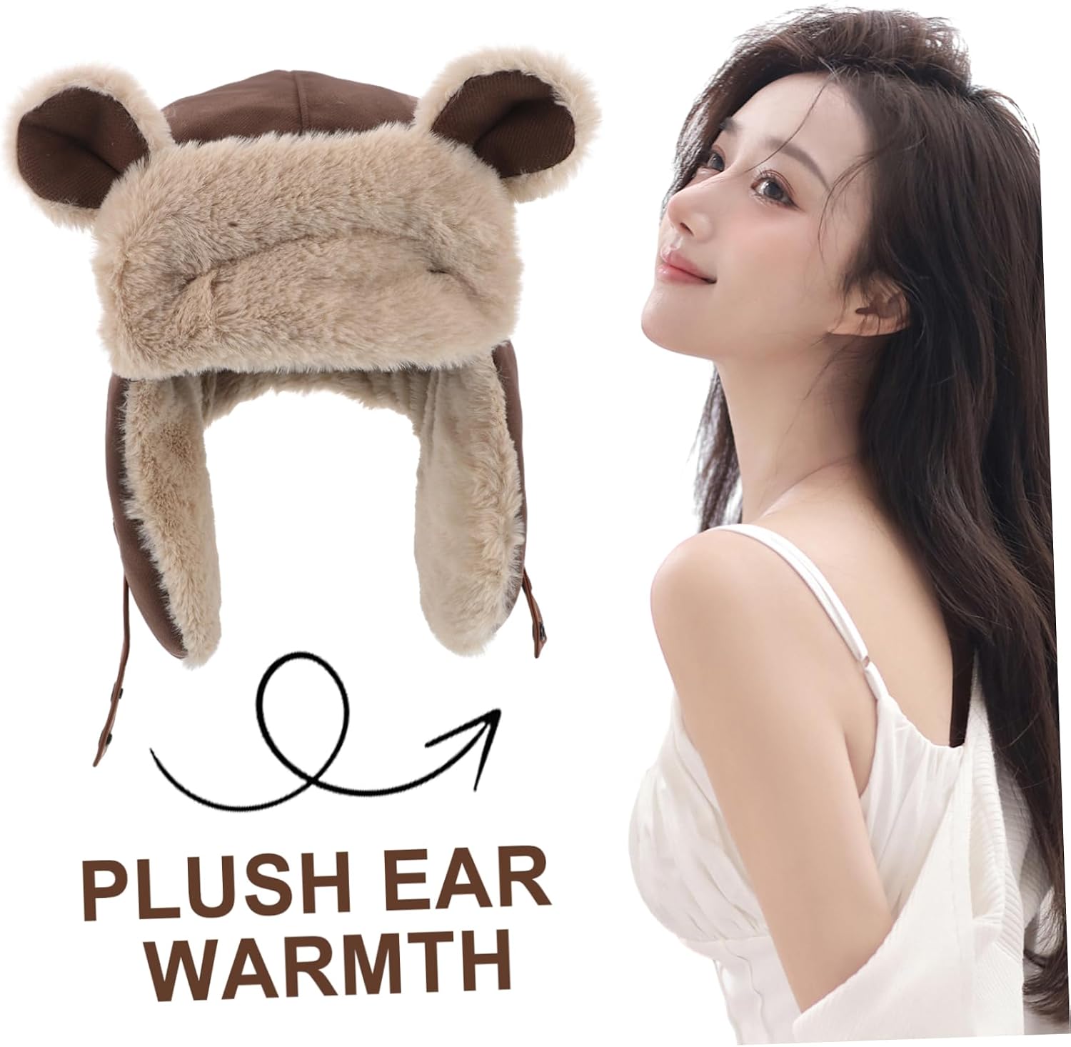 BESTonZON Adorable Bear Earflaps Hat Thick Winter Headgear with Fit for Outdoor Activities Cozy and Portable Design for Cold Weather Adventures
