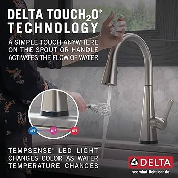Delta Lenta Brushed Nickel Touch Kitchen Faucet with Pull Down