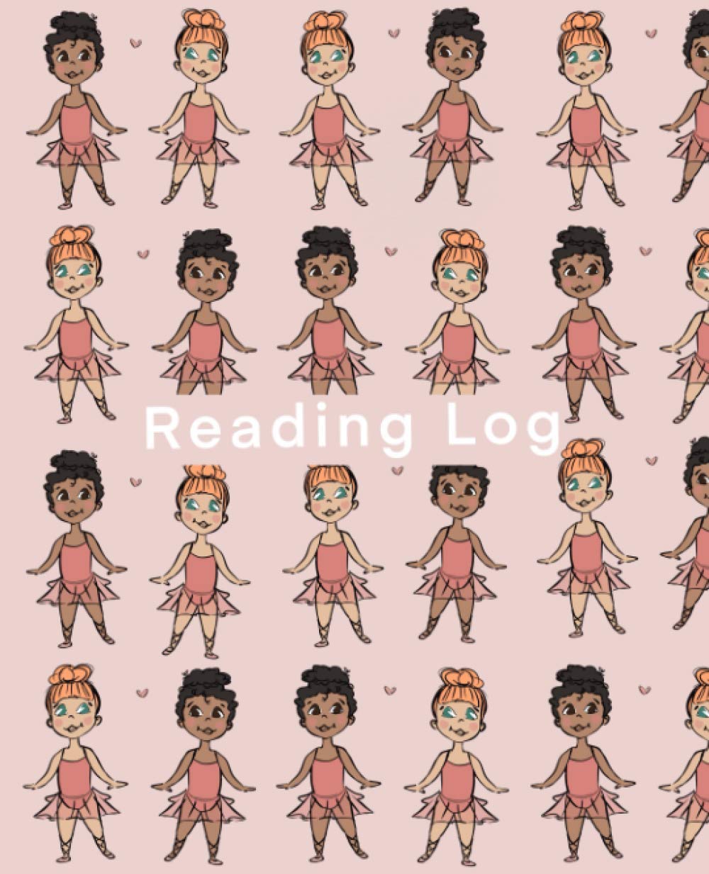 Ballerina Girl Reading Log Black Brown African American Ballerina Red Hair Ballerina Girls reading Log with book review, book lovers gift reading tracker