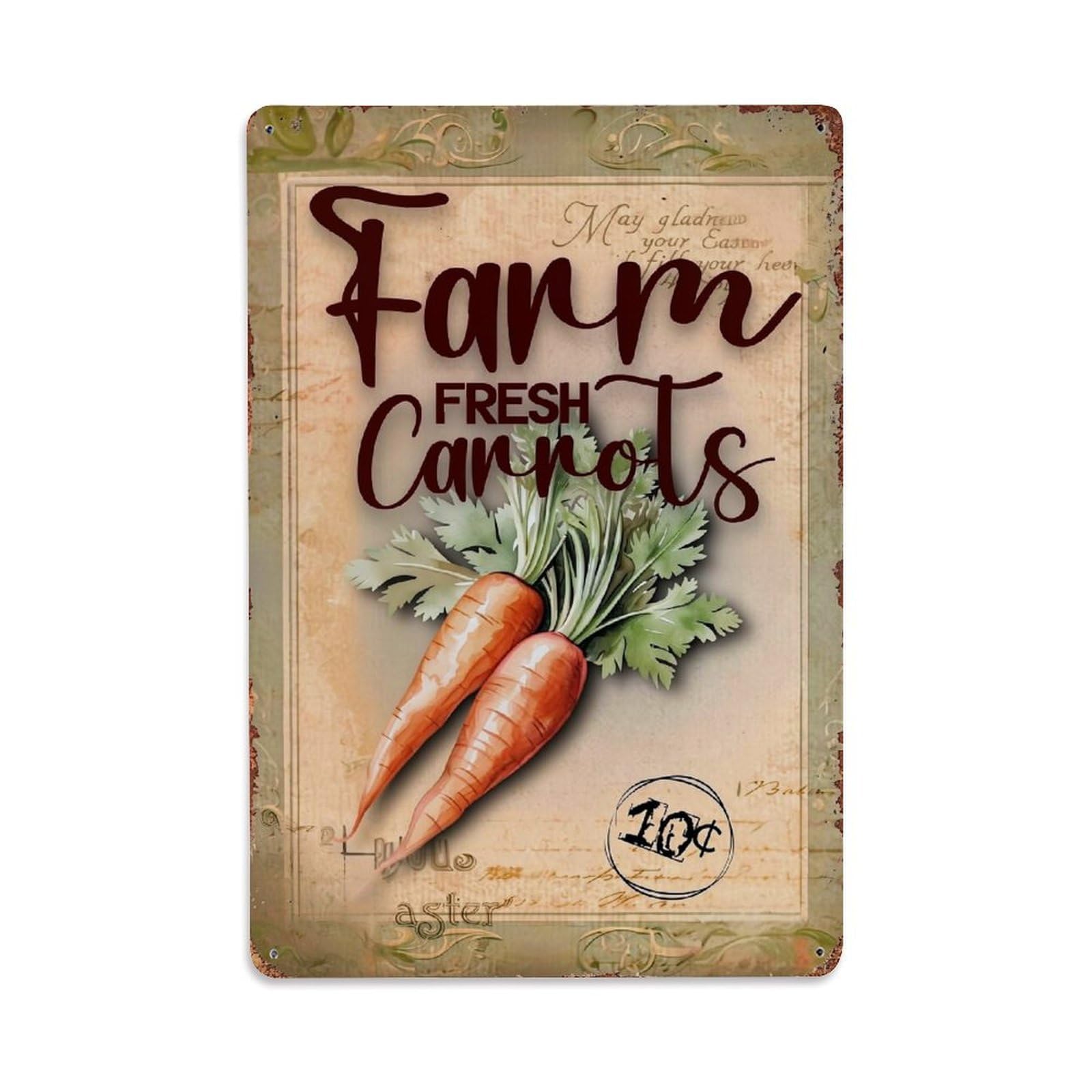Jdfenggu Vintage Farm Fresh Carrots Sign Retro Metal Tin Sign, Decor Art Poster For Bar, Home, Man Cave, Kitchen, Laundry Room Gift 8X12inch