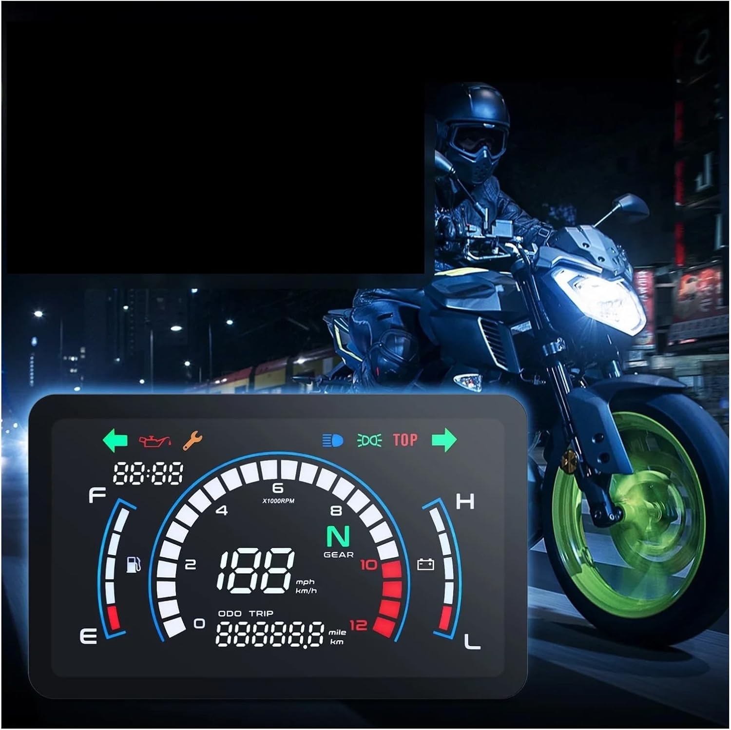 Motorcycle Speedometer Gauge Motorcycle Tachometer Odometer Digital Gauge with Voltage Fuel Dashboard for EX5 Dream/EX5 Ipowed Signal